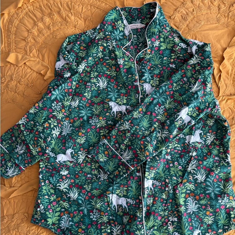 Unicorn Garden Green Pajama Top
